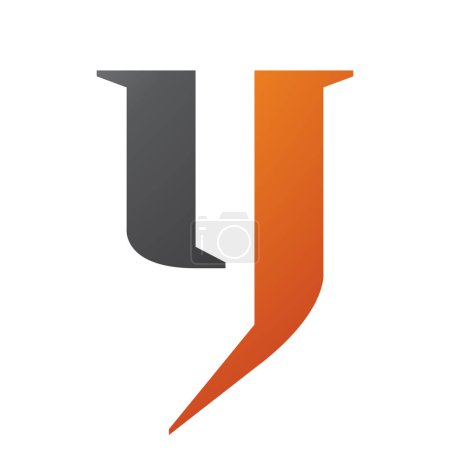 Téléchargez les illustrations : Orange et noir lettre minuscule Y icône sur un fond blanc - en licence libre de droit