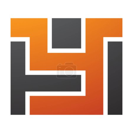 Ilustración de Rectángulo naranja y negro en forma de letra Y icono sobre un fondo blanco - Imagen libre de derechos
