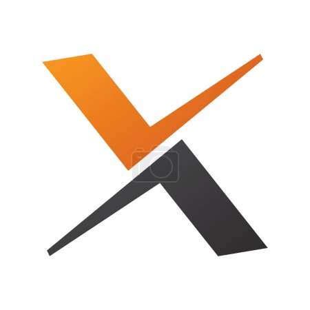 Téléchargez les illustrations : Icône en forme de lettre X orange et noire sur fond blanc - en licence libre de droit