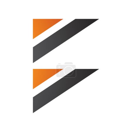 Ilustración de Bandera Triangular Naranja y Negro con forma de letra B Icono sobre fondo blanco - Imagen libre de derechos