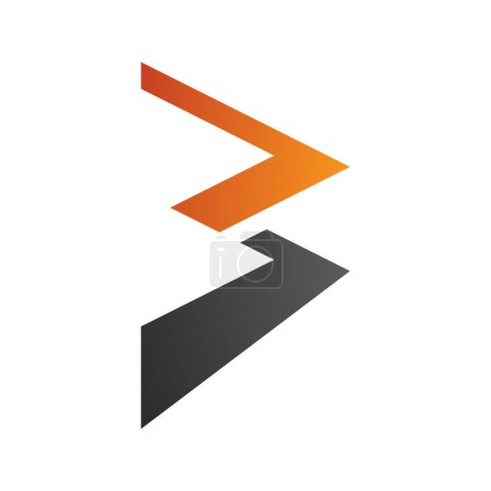 Ilustración de Zigzag naranja y negro en forma de letra B icono sobre un fondo blanco - Imagen libre de derechos