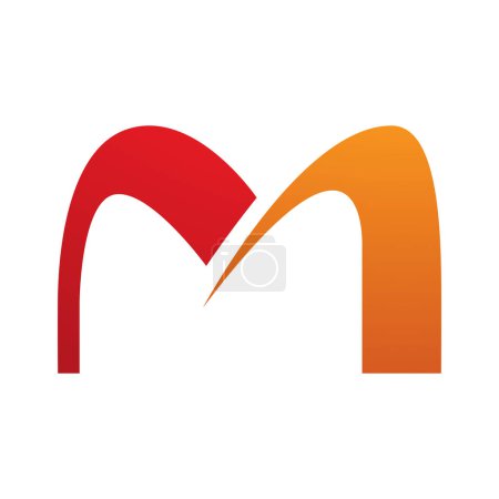 Illustration for Orange and Red Arch Shaped Letter M Icon on a White Background - Royalty Free Image