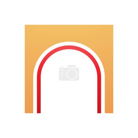 Illustration for Orange and Red Arch Shaped Letter N Icon on a White Background - Royalty Free Image