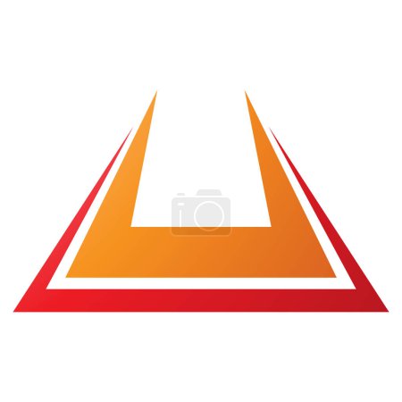 Illustration for Orange and Red Bold Spiky Shaped Letter U Icon on a White Background - Royalty Free Image