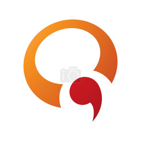 Ilustración de Icono Q en forma de coma naranja y roja sobre un fondo blanco - Imagen libre de derechos