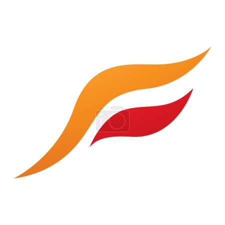 Ilustración de Naranja y rojo pájaro volador en forma de letra F icono sobre un fondo blanco - Imagen libre de derechos