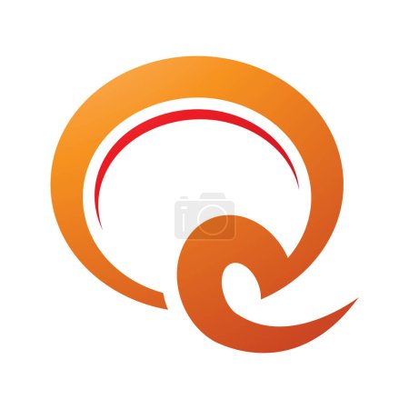 Illustration for Orange and Red Hook Shaped Letter Q Icon on a White Background - Royalty Free Image