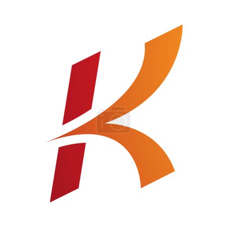 Téléchargez les illustrations : Flèche italienne orange et rouge en forme de lettre K Icône sur fond blanc - en licence libre de droit