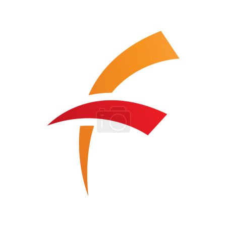 Ilustración de Icono de letra F naranja y roja con líneas redondas puntiagudas sobre un fondo blanco - Imagen libre de derechos
