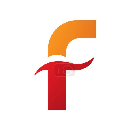 Ilustración de Icono de letra F naranja y roja con ondas puntiagudas sobre un fondo blanco - Imagen libre de derechos