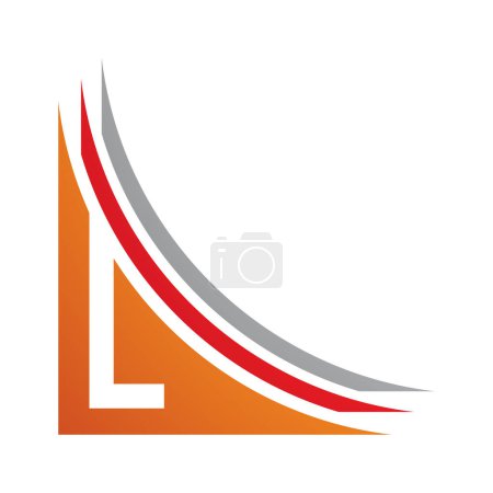Téléchargez les illustrations : Orange et rouge Lettre L Icône avec des couches sur un fond blanc - en licence libre de droit