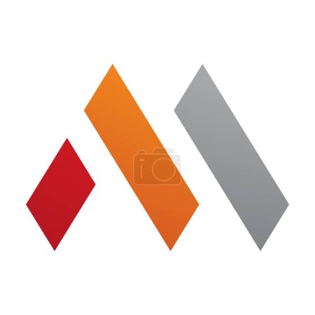 Ilustración de Icono de Letra M naranja y roja con rectángulos sobre fondo blanco - Imagen libre de derechos