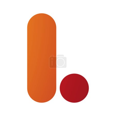 Téléchargez les illustrations : Icône L arrondie orange et rouge sur fond blanc - en licence libre de droit