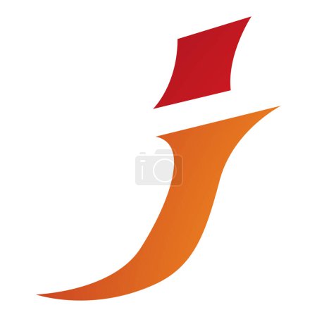 Illustration for Orange and Red Spiky Italic Letter J Icon on a White Background - Royalty Free Image