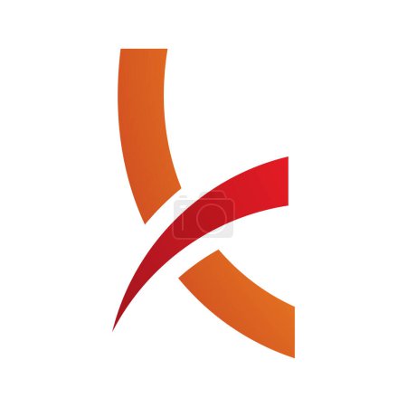 Téléchargez les illustrations : Icône orange et rouge en minuscule épaisse lettre K sur fond blanc - en licence libre de droit