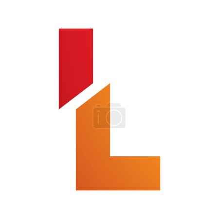 Téléchargez les illustrations : Orange et rouge Split en forme de lettre L Icône sur un fond blanc - en licence libre de droit