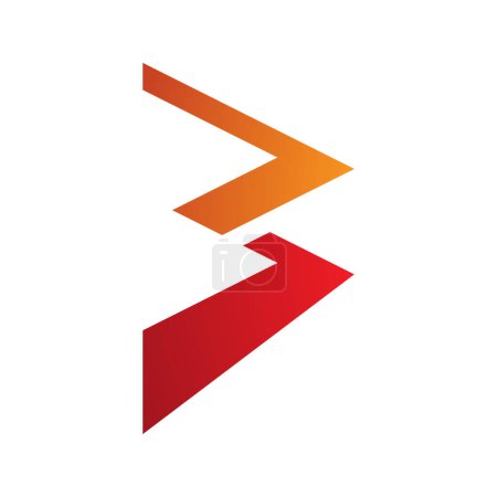 Ilustración de Zigzag naranja y rojo en forma de letra B icono sobre un fondo blanco - Imagen libre de derechos
