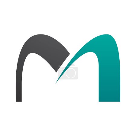 Ilustración de Persa Verde y Negro Arco en forma de letra M icono sobre un fondo blanco - Imagen libre de derechos