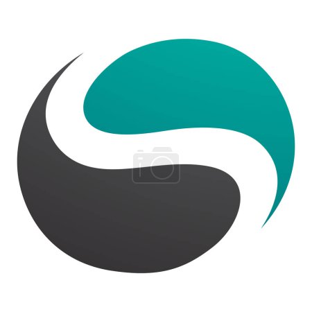 Illustration for Persian Green and Black Circle Shaped Letter S Icon on a White Background - Royalty Free Image