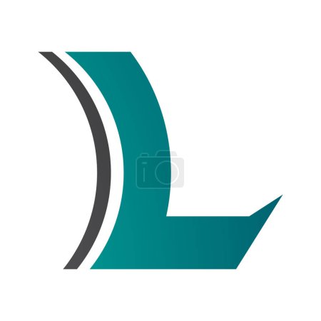 Téléchargez les illustrations : Lentille concave verte persane et noire en forme de lettre L Icône sur fond blanc - en licence libre de droit