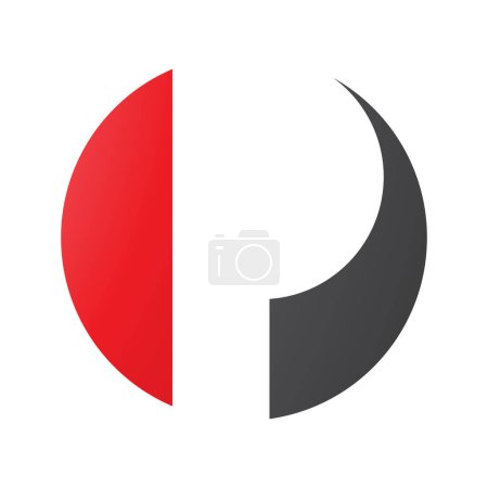 Ilustración de Círculo rojo y negro en forma de letra P icono sobre un fondo blanco - Imagen libre de derechos
