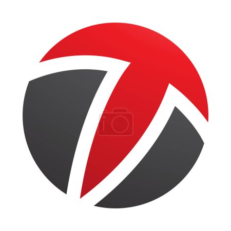 Téléchargez les illustrations : Icône T en forme de cercle rouge et noir sur fond blanc - en licence libre de droit