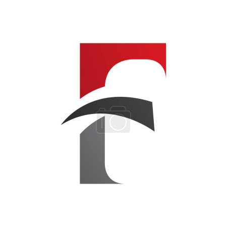 Ilustración de Icono de letra F roja y negra con puntas puntiagudas sobre un fondo blanco - Imagen libre de derechos