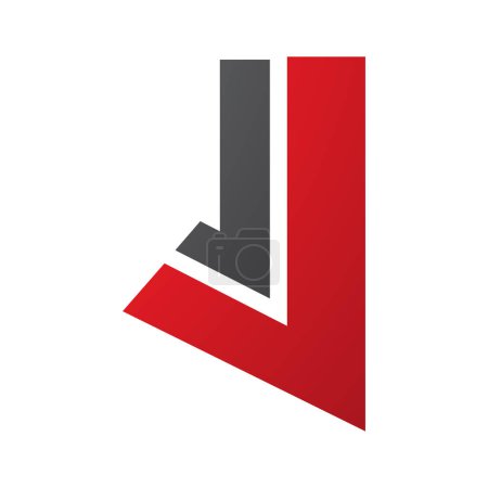 Illustration for Red and Black Letter J Icon with Straight Lines on a White Background - Royalty Free Image
