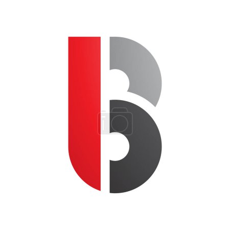 Ilustración de Icono de letra B en forma de disco redondo rojo y negro sobre un fondo blanco - Imagen libre de derechos