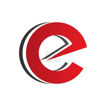 Ilustración de Redondo rojo y negro en capas minúsculas letra E icono sobre un fondo blanco - Imagen libre de derechos