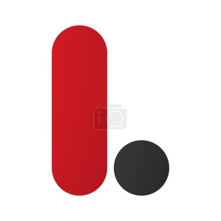 Téléchargez les illustrations : Icône L arrondie rouge et noire sur fond blanc - en licence libre de droit