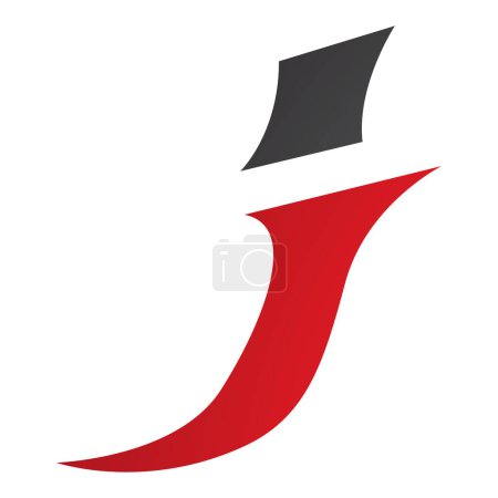 Illustration for Red and Black Spiky Italic Letter J Icon on a White Background - Royalty Free Image