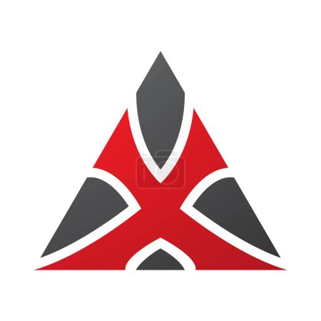 Téléchargez les illustrations : Triangle rouge et noir en forme de lettre X Icône sur fond blanc - en licence libre de droit
