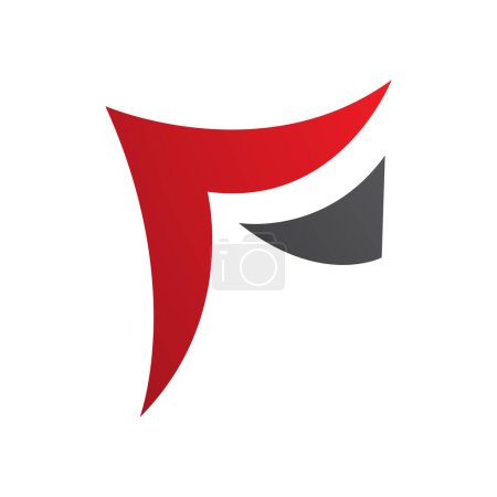 Foto de Carta en forma de papel ondulado rojo y negro F icono sobre un fondo blanco - Imagen libre de derechos
