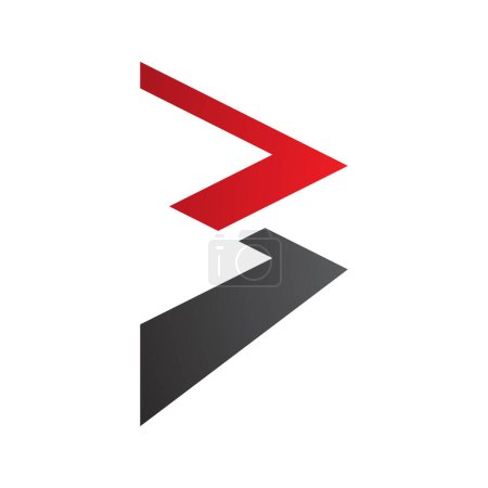 Ilustración de Zigzag rojo y negro en forma de letra B icono sobre un fondo blanco - Imagen libre de derechos
