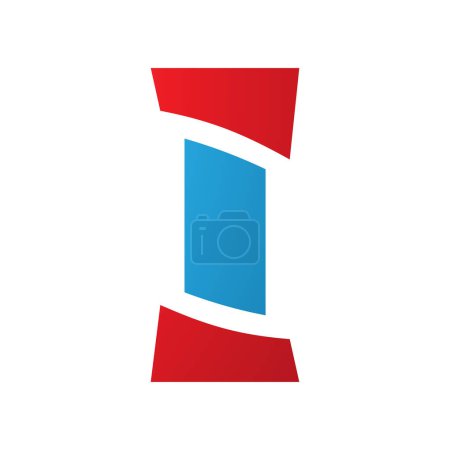 Téléchargez les illustrations : Antique pilier rouge et bleu en forme de lettre I icône sur un fond blanc - en licence libre de droit