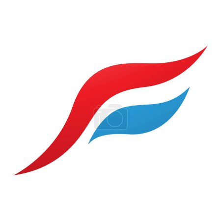 Ilustración de Flying Bird rojo y azul en forma de letra F icono sobre un fondo blanco - Imagen libre de derechos