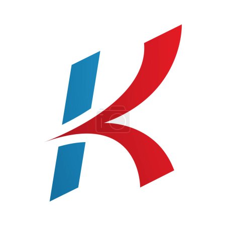 Ilustración de Flecha cursiva roja y azul en forma de letra K icono sobre un fondo blanco - Imagen libre de derechos
