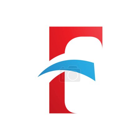 Ilustración de Icono de la letra F roja y azul con puntas puntiagudas sobre un fondo blanco - Imagen libre de derechos