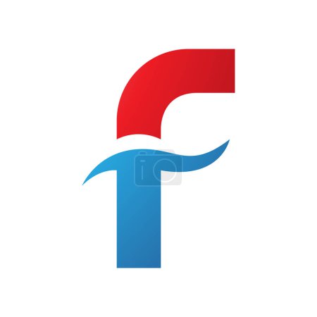 Ilustración de Icono de la letra F roja y azul con ondas puntiagudas sobre un fondo blanco - Imagen libre de derechos