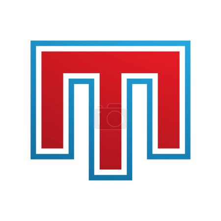 Illustration for Red and Blue Letter M Icon with an Outer Stripe on a White Background - Royalty Free Image