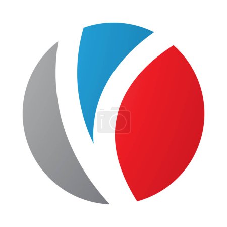 Ilustración de Icono de la letra O roja y azul con forma de V sobre fondo blanco - Imagen libre de derechos