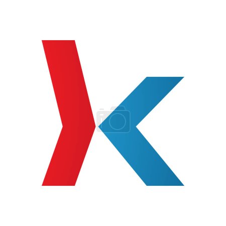 Ilustración de Flecha minúscula roja y azul en forma de letra K icono sobre un fondo blanco - Imagen libre de derechos