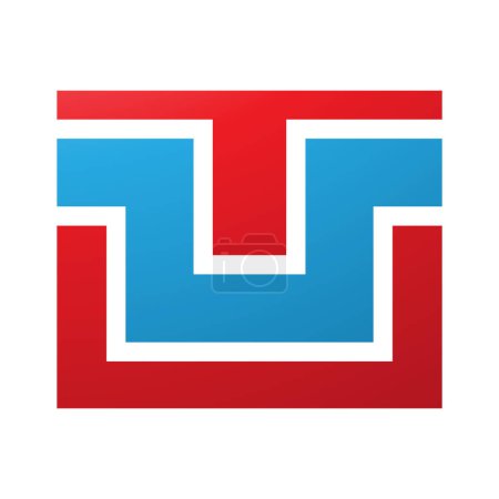 Ilustración de Rectángulo rojo y azul en forma de letra U icono sobre un fondo blanco - Imagen libre de derechos