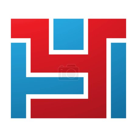 Ilustración de Rectángulo rojo y azul en forma de letra Y icono sobre un fondo blanco - Imagen libre de derechos