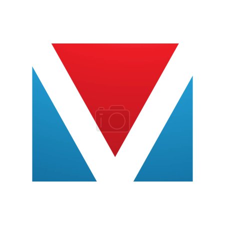 Illustration for Red and Blue Rectangular Shaped Letter V Icon on a White Background - Royalty Free Image