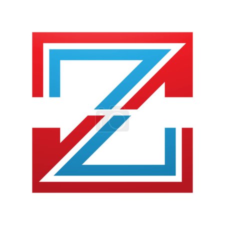 Illustration for Red and Blue Striped Shaped Letter Z Icon on a White Background - Royalty Free Image