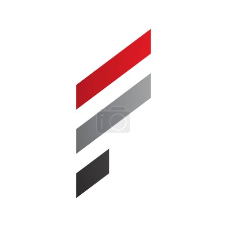 Ilustración de Icono de letra F roja y gris con rayas diagonales sobre fondo blanco - Imagen libre de derechos