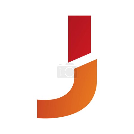 Illustration for Red and Orange Split Shaped Letter J Icon on a White Background - Royalty Free Image