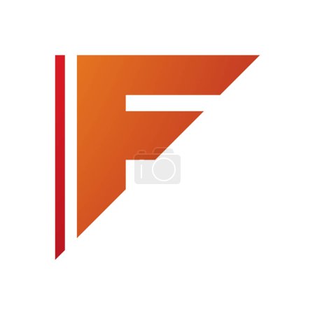 Illustration for Red and Orange Triangular Letter F Icon on a White Background - Royalty Free Image